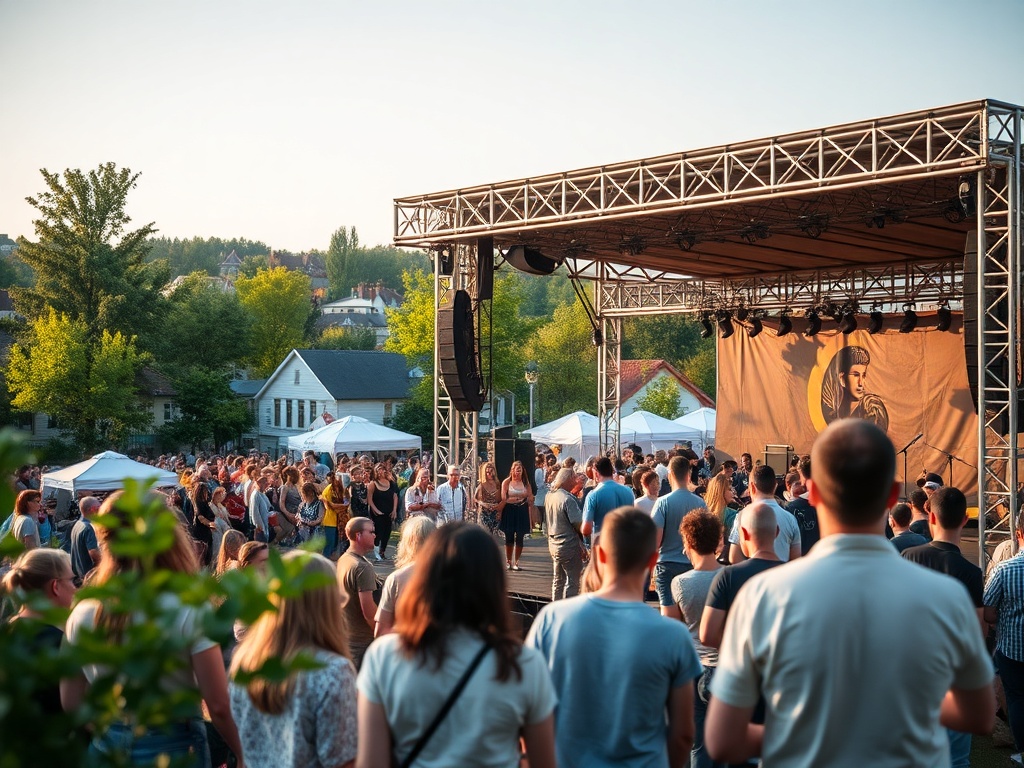 Grafika symbolizująca połączenie festiwalu muzycznego i konkursu piękności w Łodzi w 2026 roku, z hasłem Łódź 2026 kultura i wydarzenia